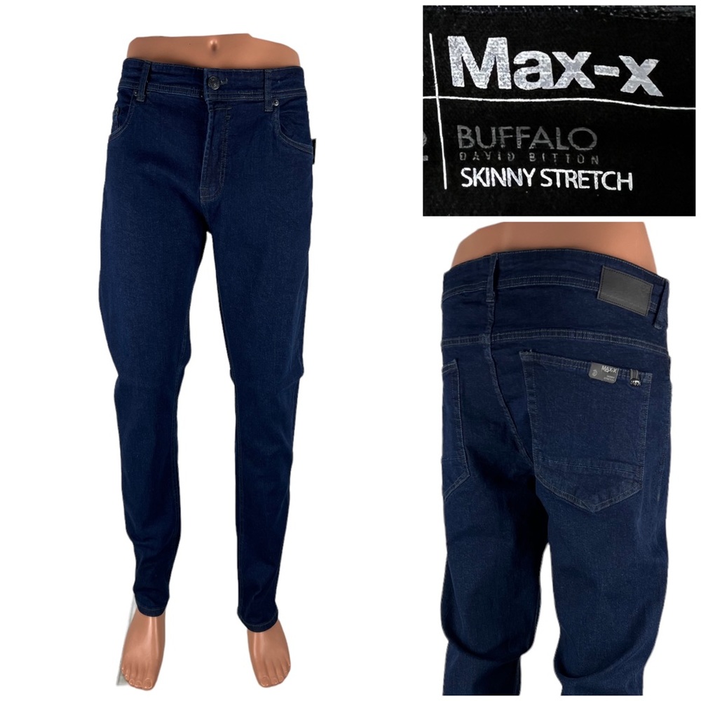 Buffalo David Bitton Mens 38 X 32 (actual) Jeans Max-x Skinny Stretch Blue NWT